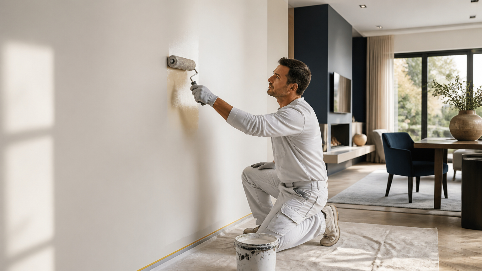 Vakschilder van Leki Decor werkt zorgvuldig aan een licht modern interieur